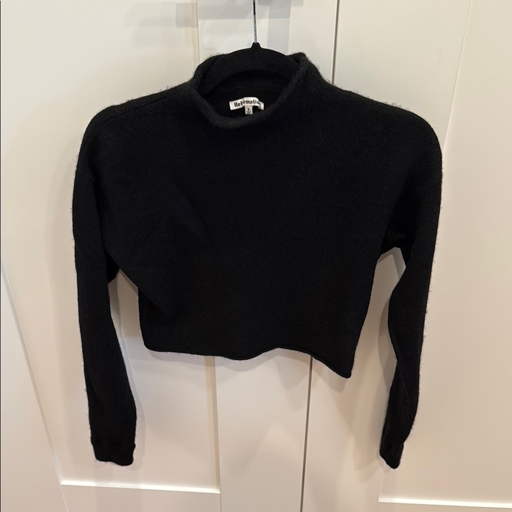 Reformation Black Cashmere Mockneck Sweater